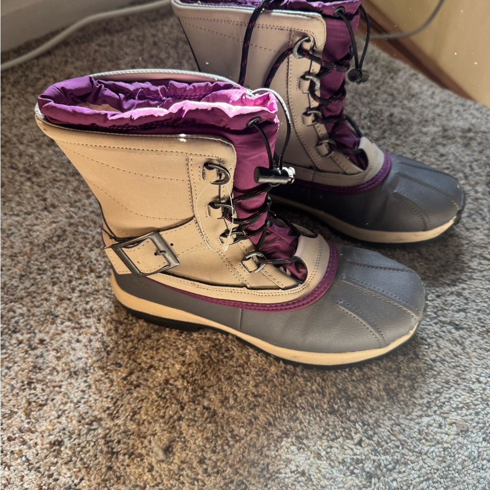 BearPaw Women's Gray and Purple Winter Boots